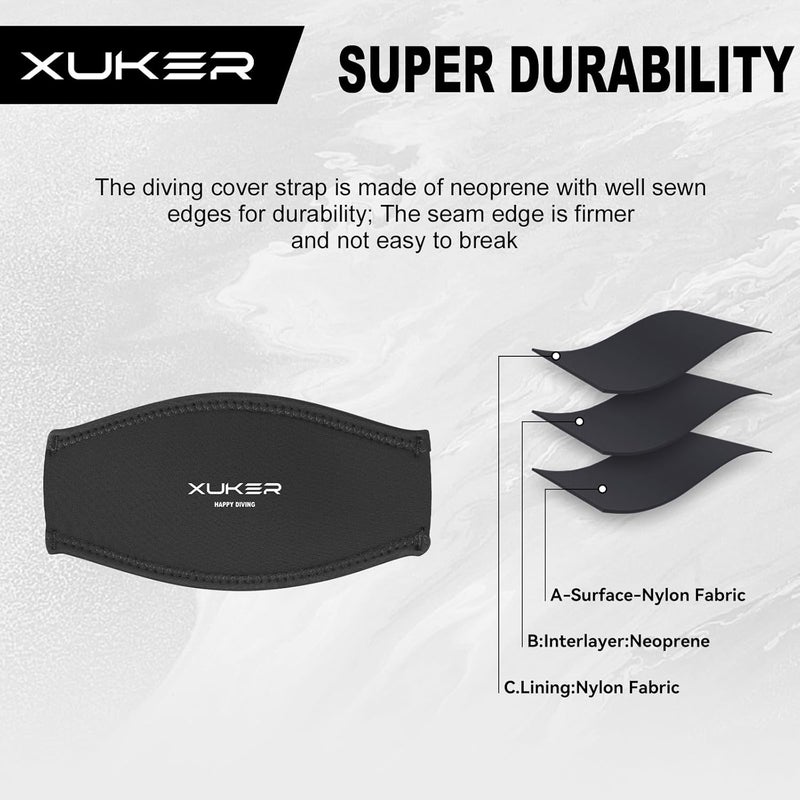 XUKER غطاء غوص من النيوبرين مع أحزمة لاصقة لحماية الشعر لماسكات الغوص والسنوركل ورياضات الماء - Image 3